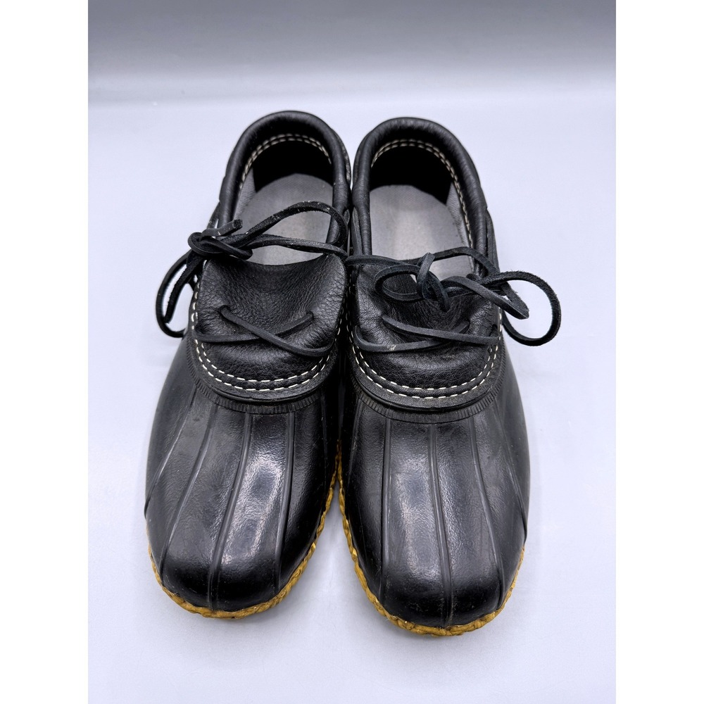 LL Bean Boots Rubber Moc Womens 7 M Black Gum Leather Duck Shoes 06009 USA Made - Picture 10 of 11